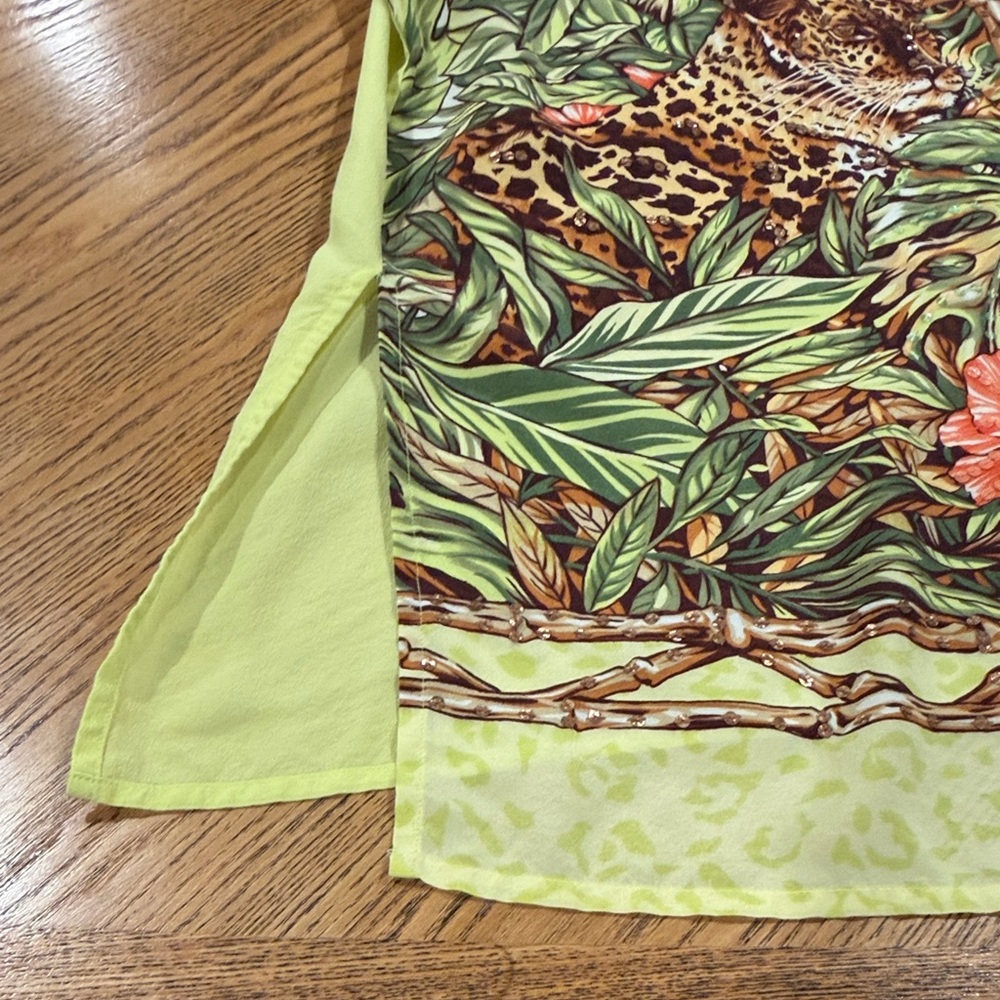 Vintage Diane Gilman Neon Tropical Animal Print Leopard Button-Up Blouse Size 2X - Picture 7 of 15